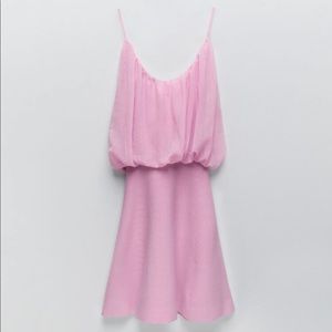 NWT Zara Pink Knit Dress w/ Contrasting Trim